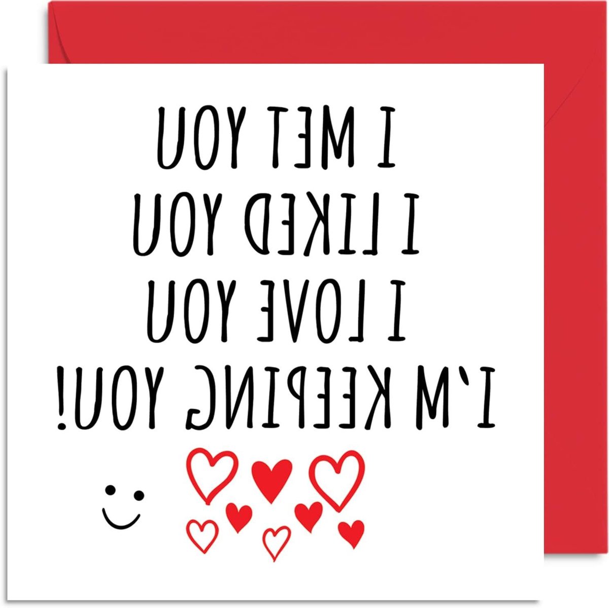 Grappige Wenskaart - Liefdeskaart - Liefde Vieren - Leuke Tekst - 145mm x 145mm - Wit