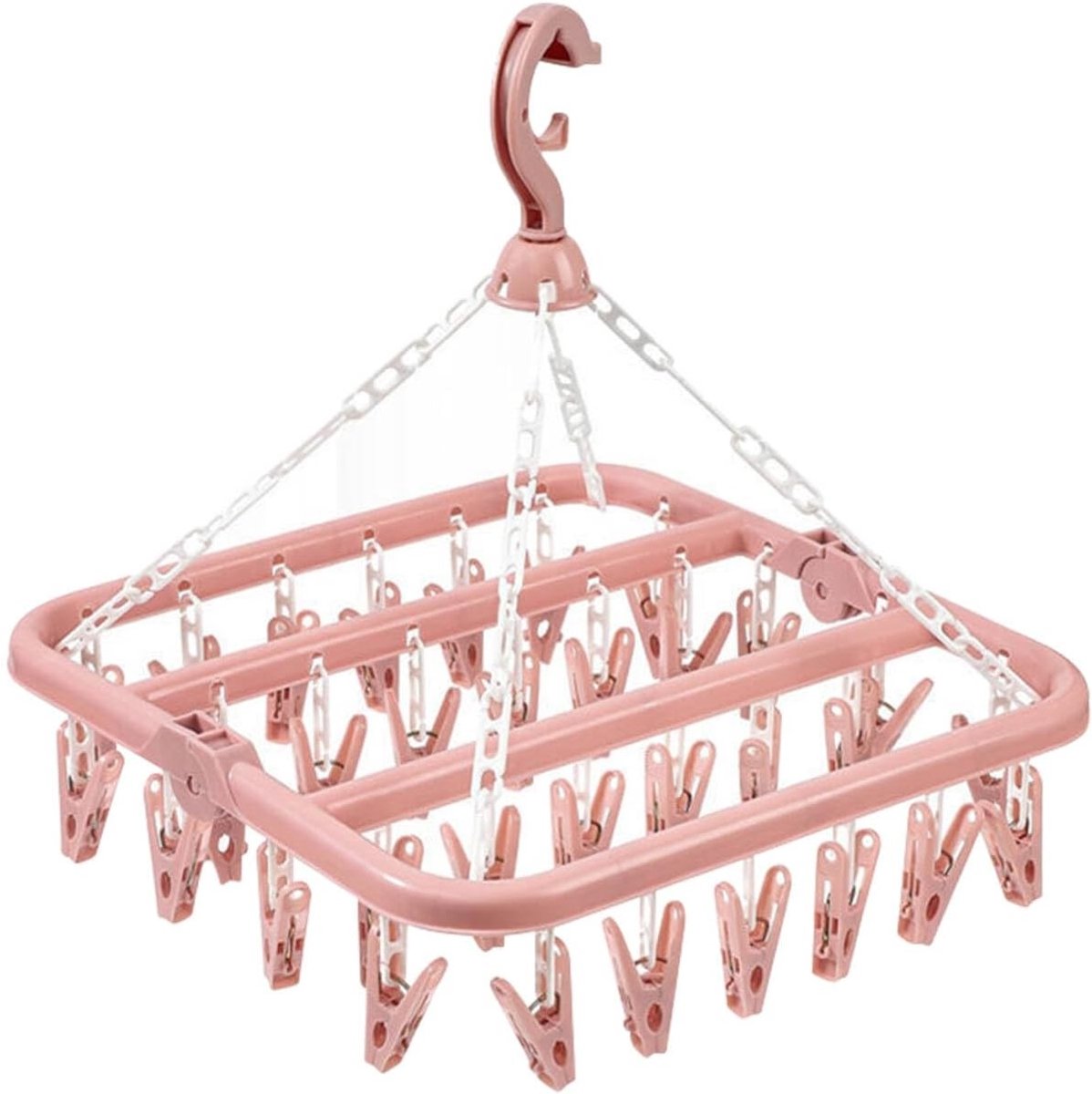 Droogrek voor Sokken met 32 Clips - Opvouwbaar en Draaiend Droogrek voor Binnen en Buiten, Ideaal voor Ondergoed en Kleine Kledingstukken