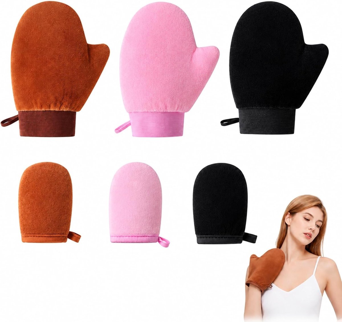 6 stuks herbruikbare microvezel washandschoenen voor make-up remover, zachte peeling en huidverzorging, ideaal voor dagelijks gebruik en reizen