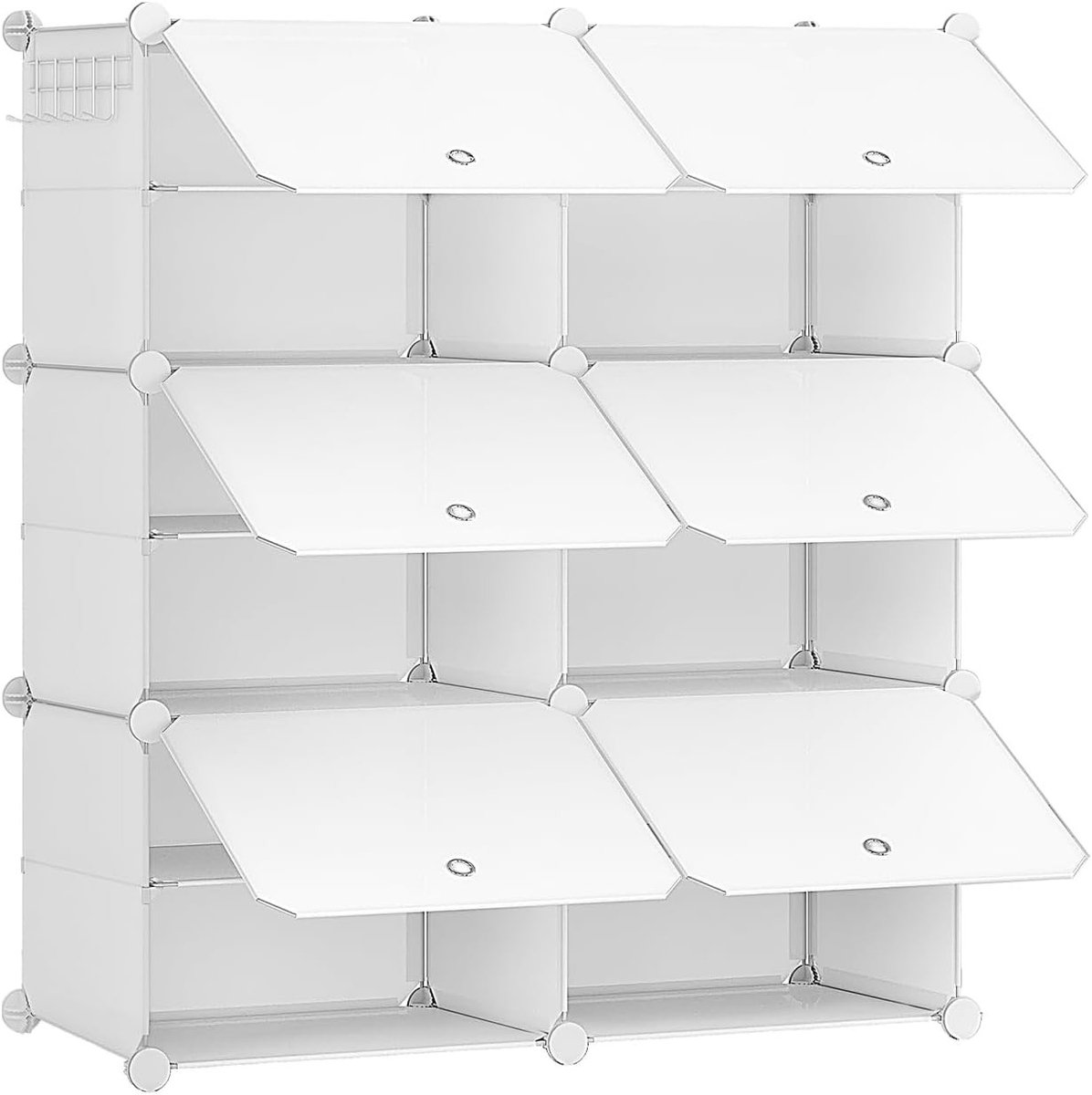 SnelShoppen - Schoenenrek met 6 Vakken, Schoenenkast voor 24 Paar Schoenen, Smal Kunststof Stalen Frame, Wit, Ideaal voor Woonkamer, Slaapkamer, Hal,