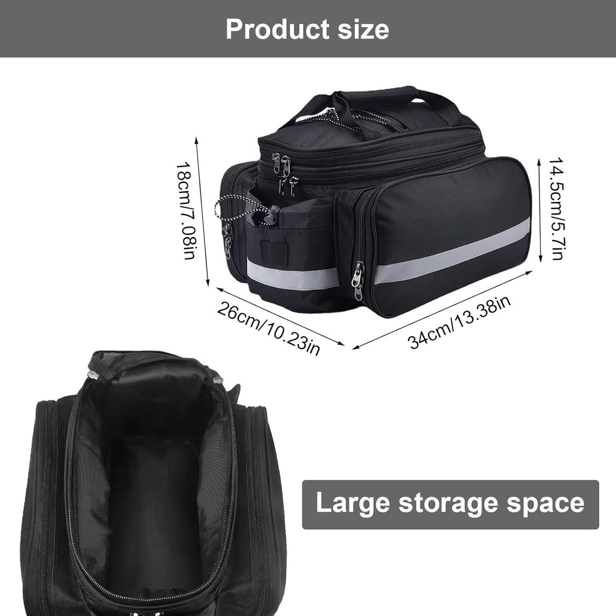 Fietstas enkel - Zwart - 27 Liter - Waterdichte Uitbreidbare Bagagedragertas met Reflectie - Voor Fietsen en Reizen