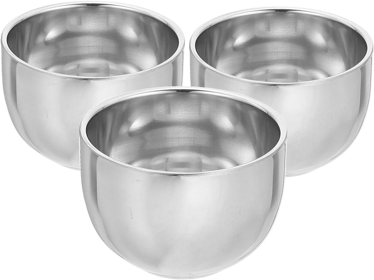 Scheerzeep Kom - Scheerkom Mannen - Warm Scheren - Onbreekbaar Roestvrij Staal - 8.2 x 5.8 cm - Zilver
