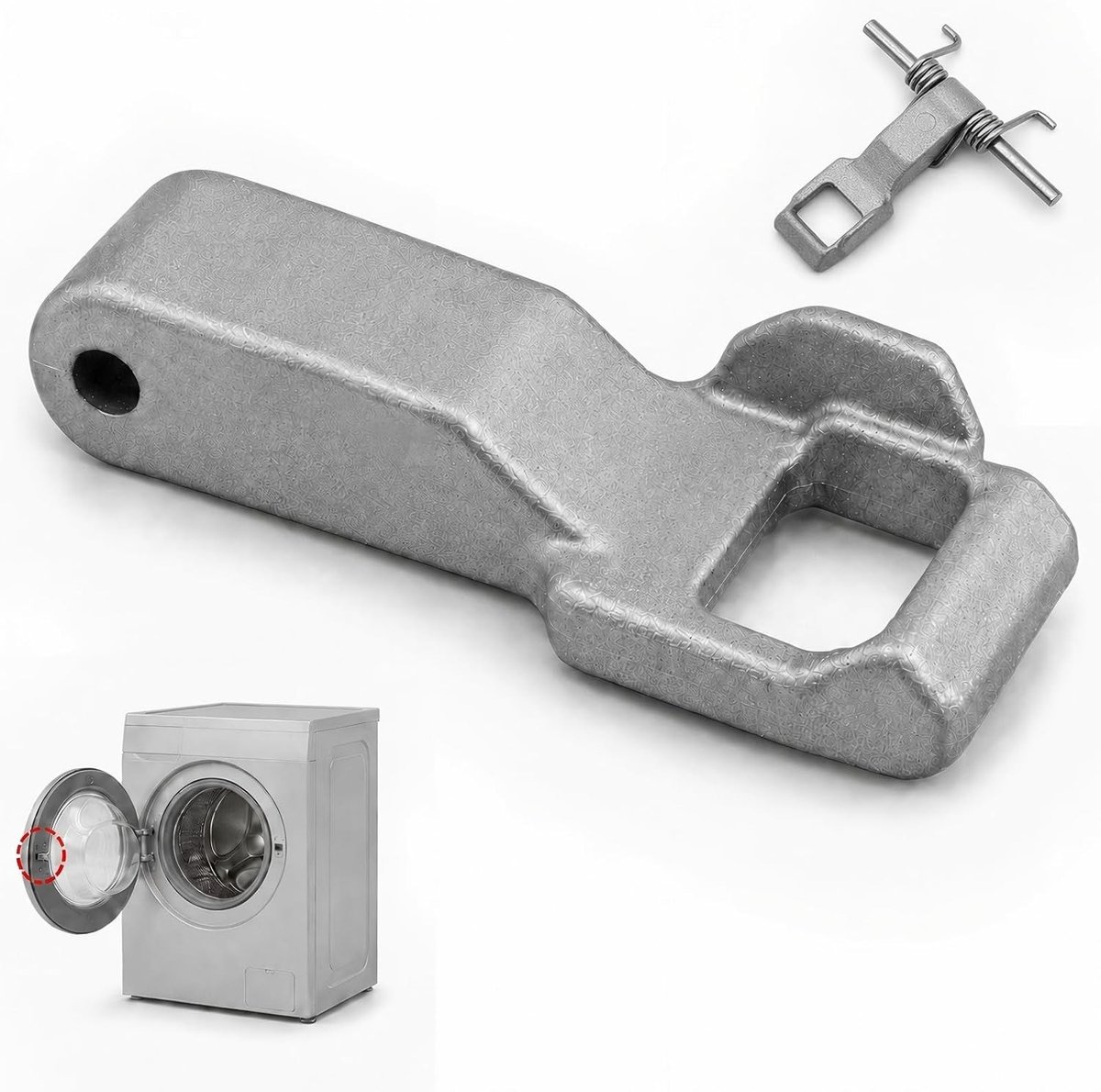 Wasmachinedeurhaak van Roestvrij Staal, Compatibel Reserveonderdeel voor Voorladerwasmachines, Duurzame Deurslothaak, Vergelijkingsnummer MFG63099101, Metalen Haak voor Betrouwbare Deuren