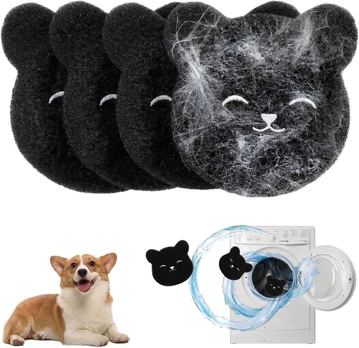 Haarvangers voor Wasmachine - Haaropvangbal Wasmachine - Kleding Reinigen - Effectieve Ontharing - 4 stuks - Grijs