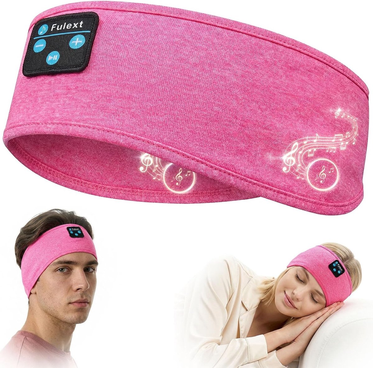 Sporthoofdtelefoon - Roze - Ultrazachte Hoofdband - Bluetooth Slaap- en Sportaccessoire voor Mannen en Vrouwen
