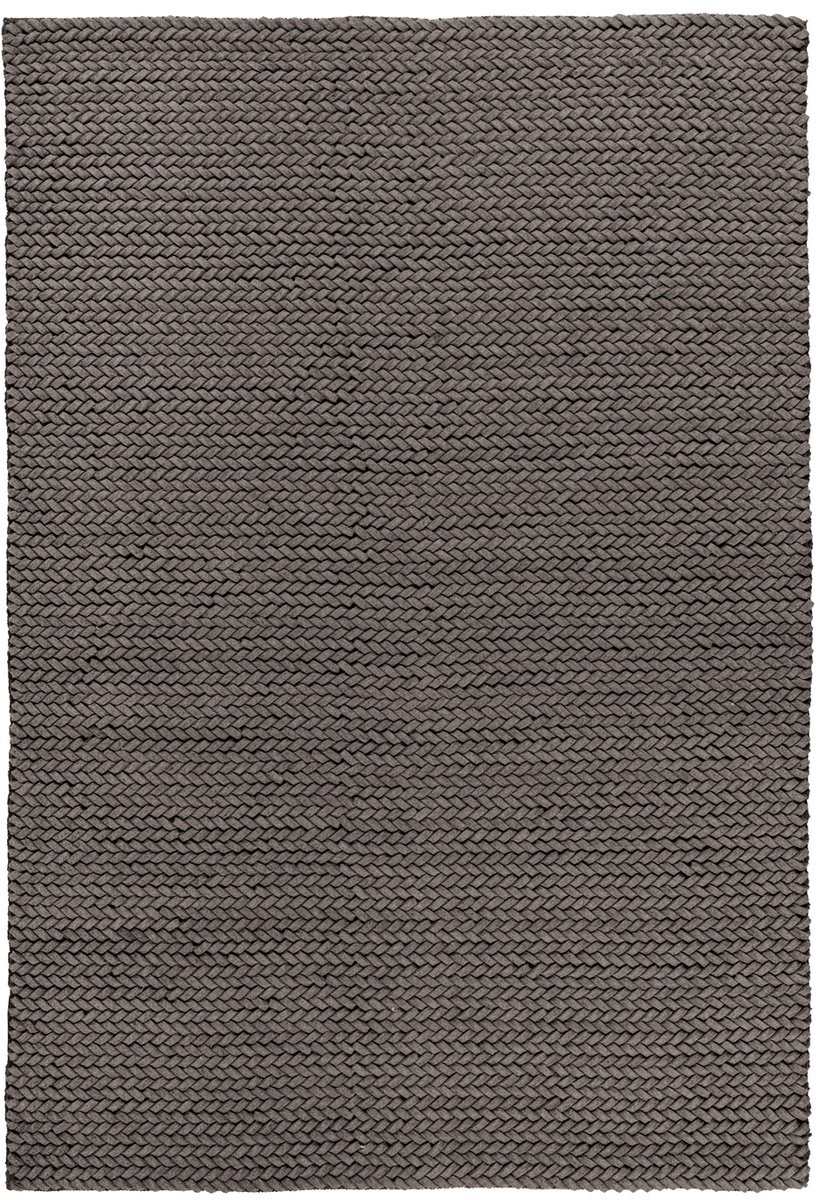 Padiro laagpolig vloerkleed 120 x 170 cm - grijs - modern effen design - geschikt voor vloerverwarming - van wol