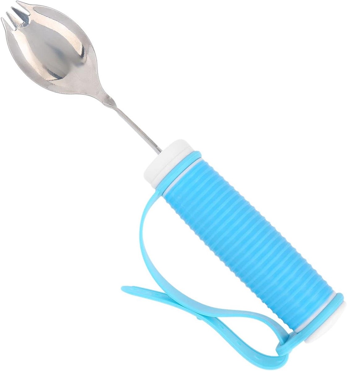 Eet hulpmiddel - Aangepast bestek - Zelfstandig eten - Antislip brede handgreep - 25 x 5 x 4 cm - Zilver