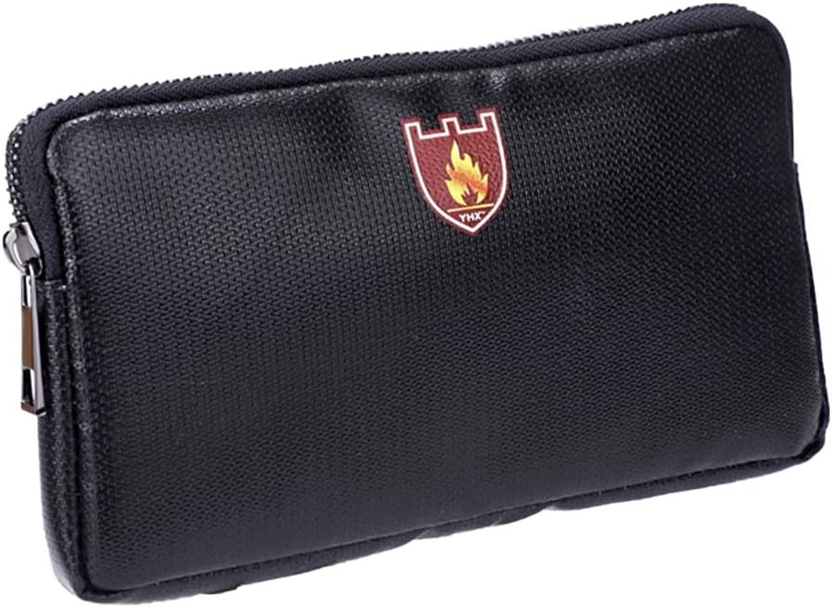 Brandwerende zak - Zwart - 20,5 x 11 x 2 cm - Siliconen gecoate brand- en waterbestendige opbergzak - Voor documenten en waardevolle spullen