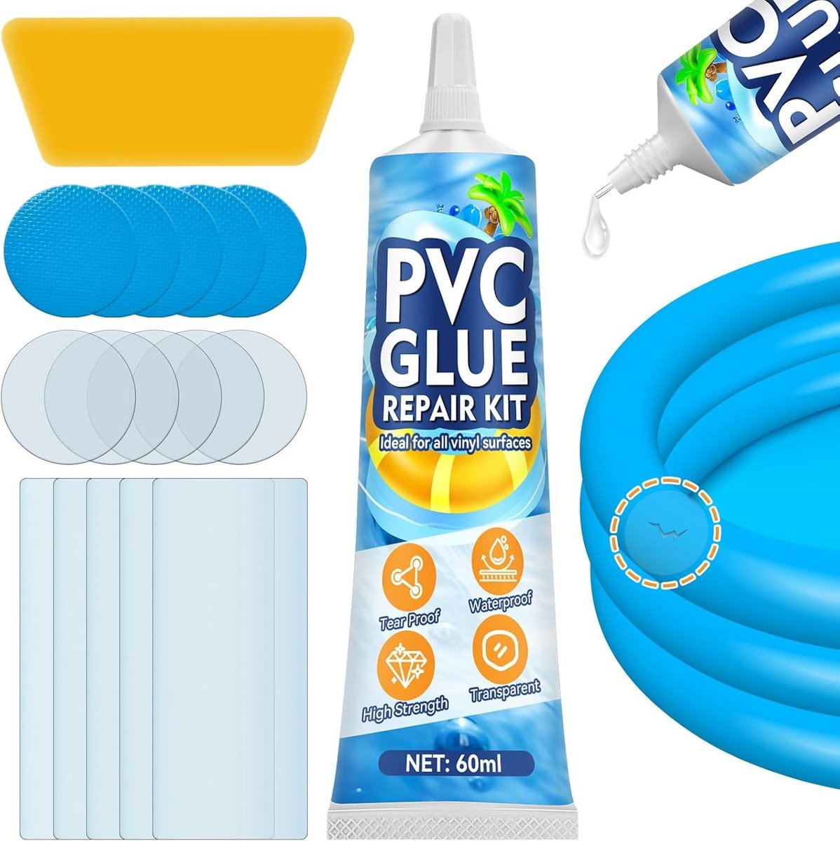 Thijox - Hottub Reparatieset - Waterdichte PVC Reparatieset voor Luchtmatras, Opblaasbare Hottubs, Luchtbed, PVC Boot en Zwembad - Ideaal voor Camping