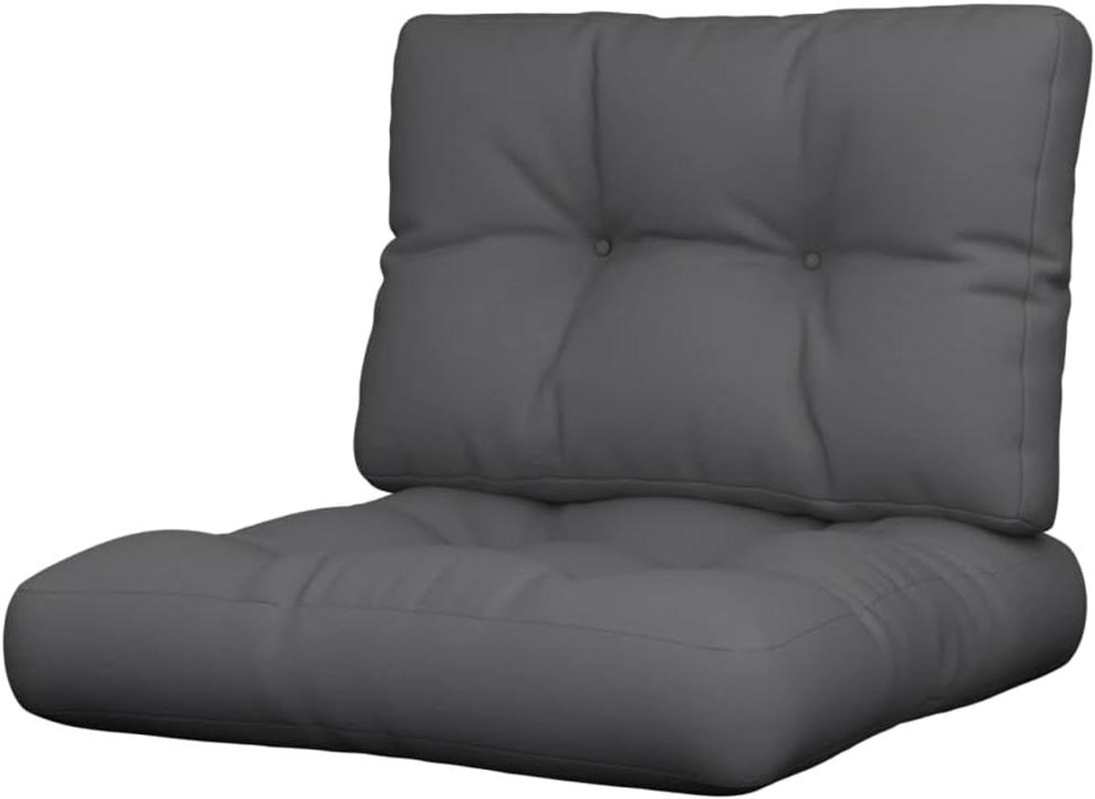 Palletkussens 2-delig - Zitkussens Outdoor - Comfortabel Zitten - Waterafstotend Polyester - 60 x 60 cm - Antraciet