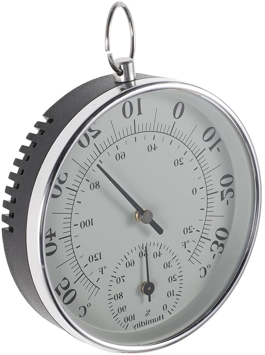 Analoge Thermometer Hygrometer - Temperatuur Luchtvochtigheid Meter - Klimaat Monitoren - Dual Display Batterijvrij - 10 cm - Wit