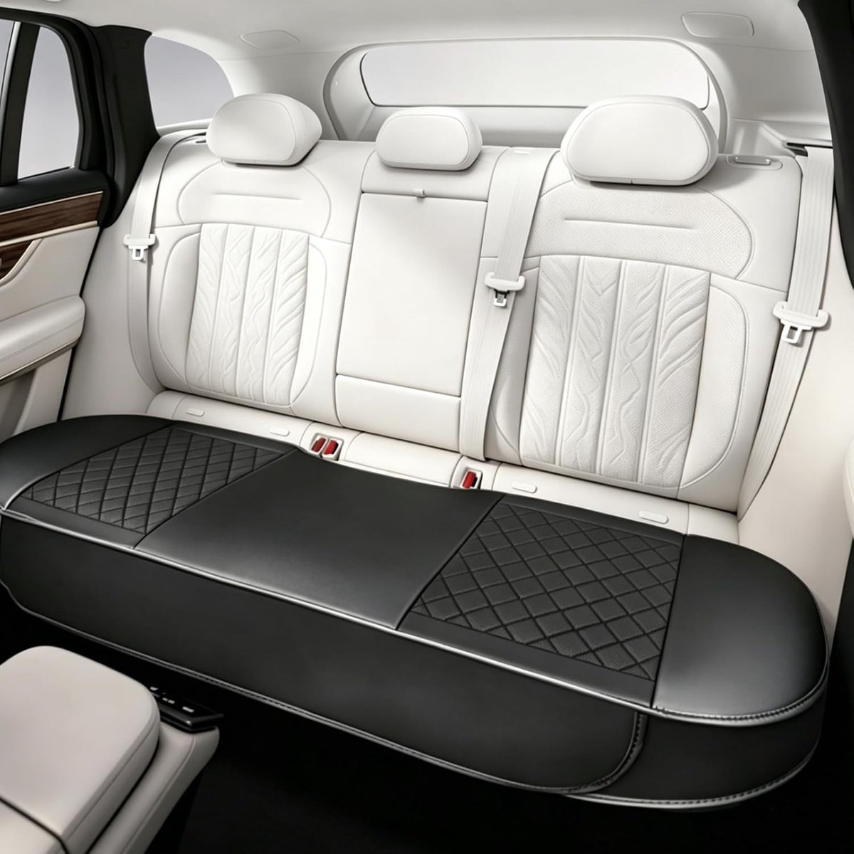 Deken voor auto-achterbank - Zwart - 130 x 50 cm - Waterdicht PU-leer - Universeel zitkussen voor extra comfort en bescherming