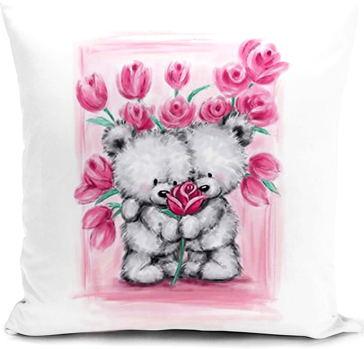 Kussenhoes 40 x 40 cm met roze bloemenprint voor woonkamer en slaapkamer