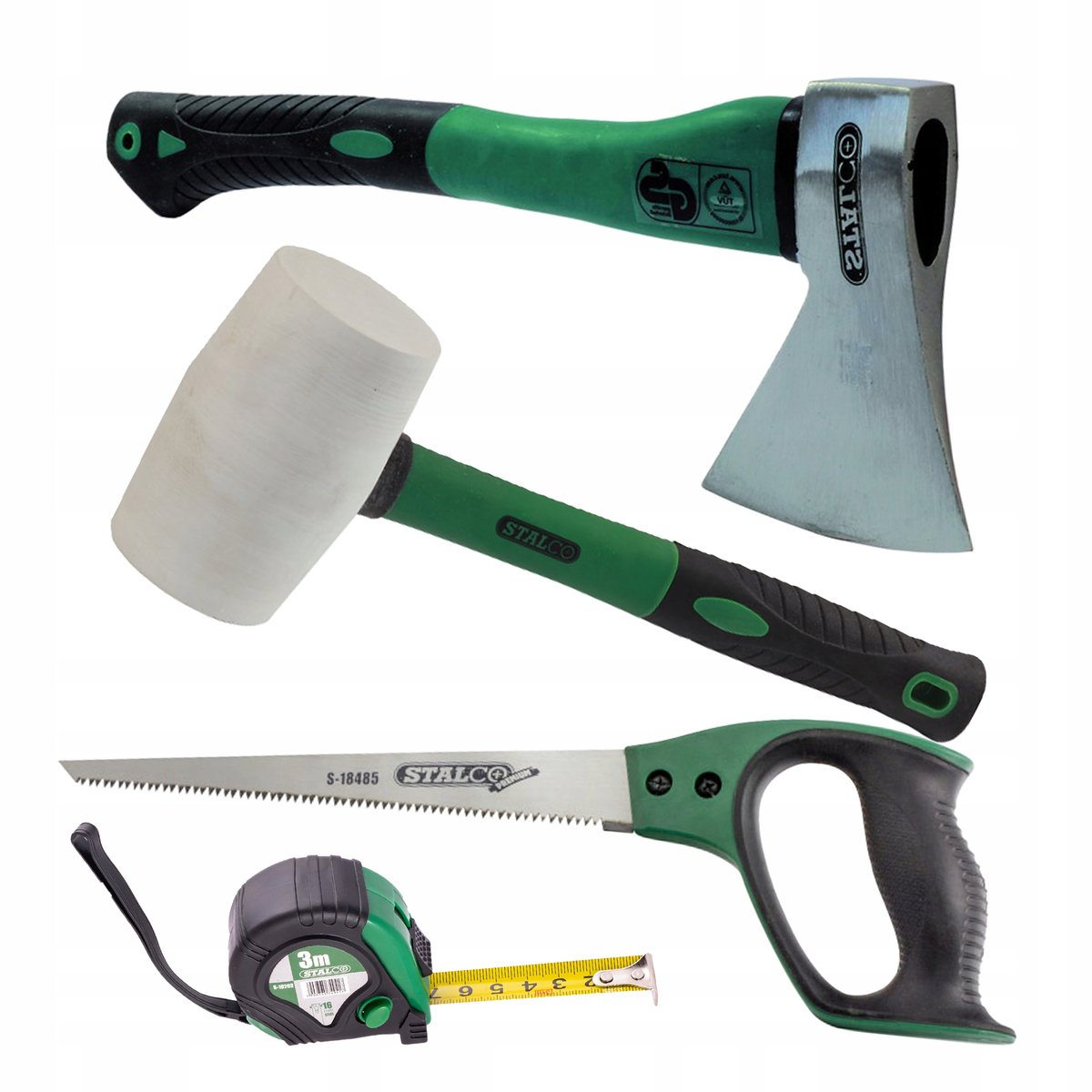 Stalco Gereedschapset: Bijl, Hamer, Zaag & Meetlint