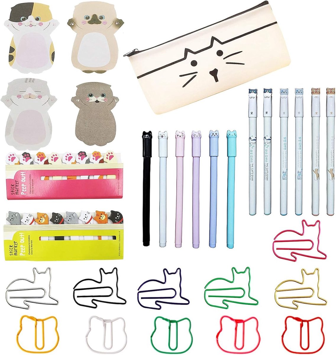 Complete Set met 360 Bladwijzers, 60 Paperclips, 12 Gelpennen en 1 Stationery Tas voor Creatieve Projecten