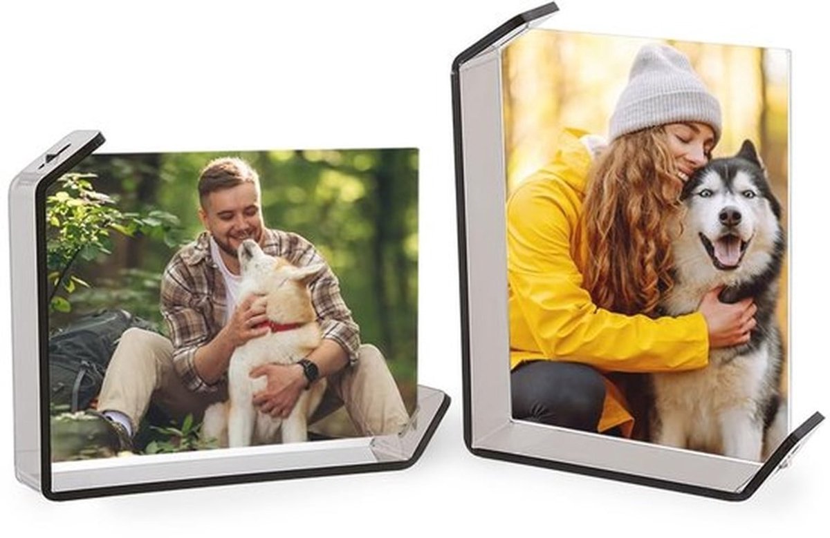 Fotolijst Dubbelzijdig Drijvend - Acryl Fotolijst 40 mm - Rechthoekig 156x201 mm - Tafelblad Display - Transparant - Uniek 3D Effect - Foto Display