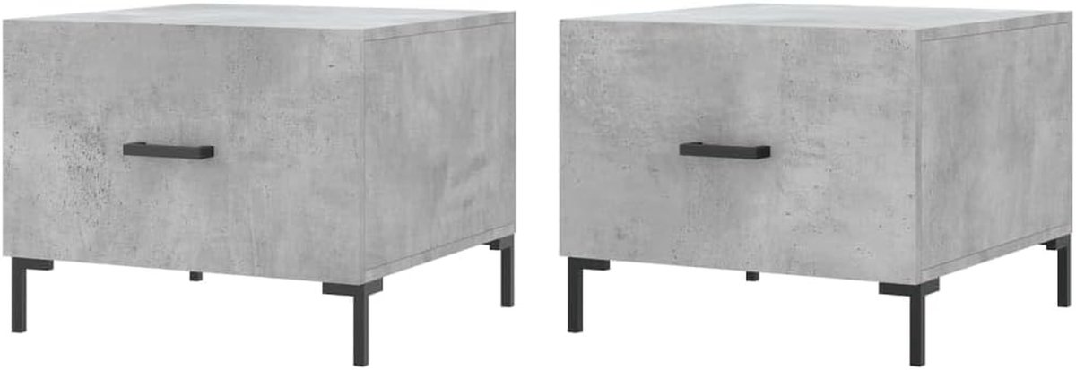 Salontafel met lade - Bijzettafel Hout - Woonkamer Inrichten - Glad Oppervlak - 50 x 50 x 40 cm - Wit