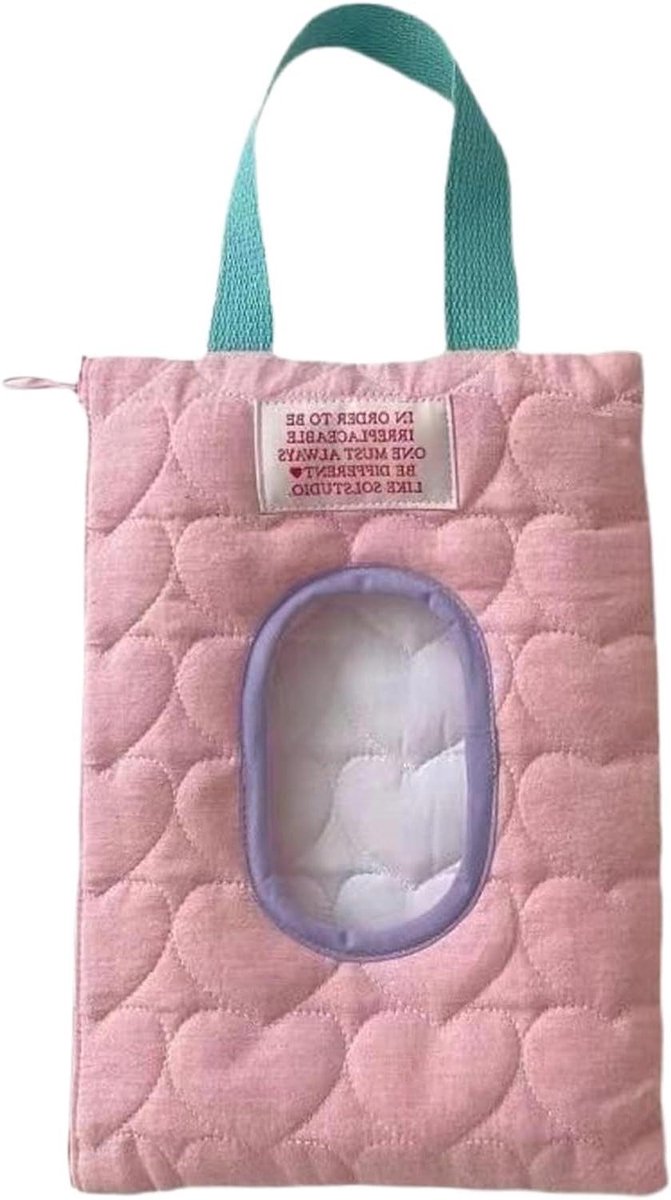 Doekjeshouder - Doekjes etui - Onderweg Luiers Vershonen - Dubbele Dikke Doekzak - 23 x 17 cm - Roze