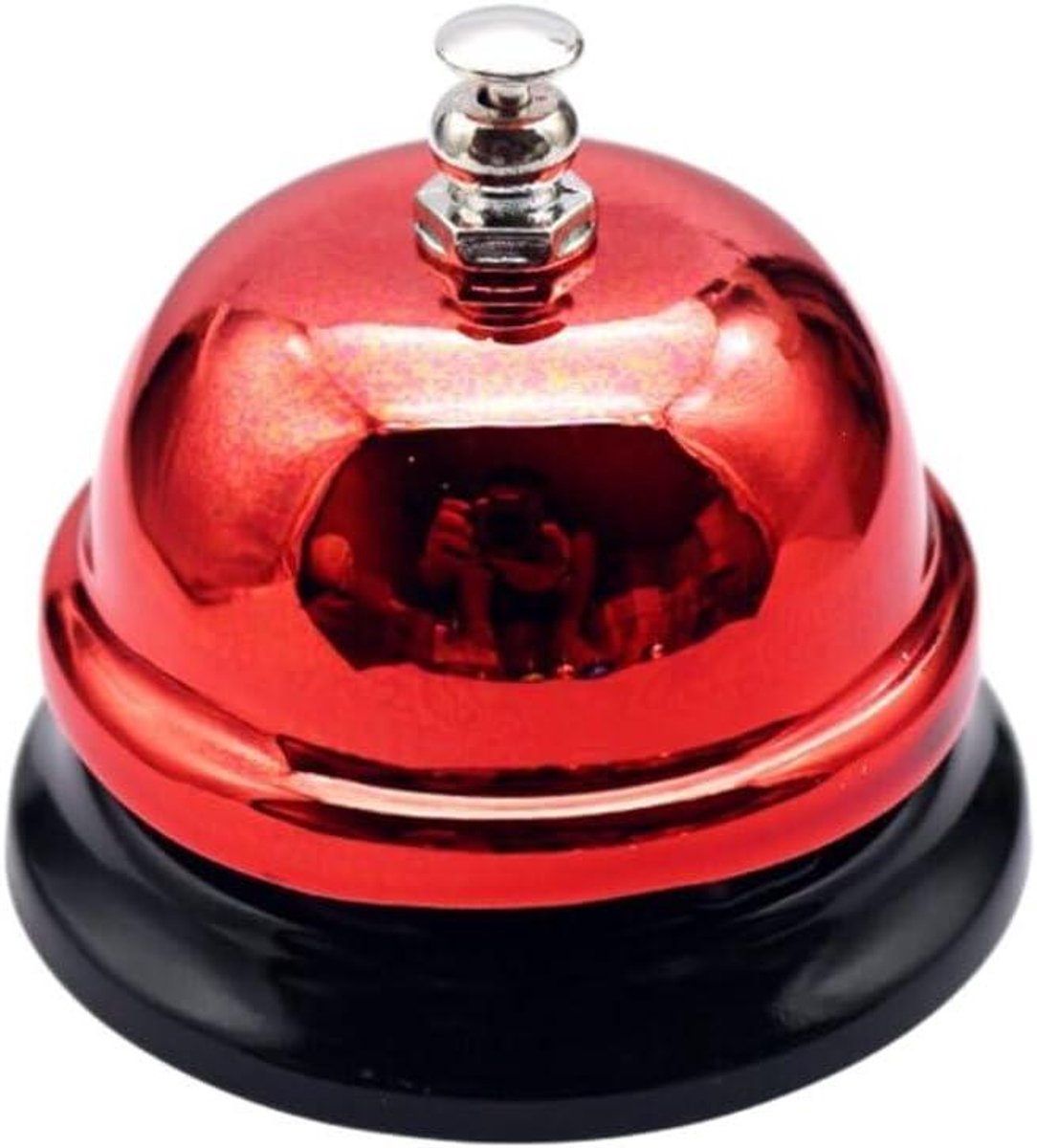 Metalen Tafelbel - Keukenbel Servicebel - Attentietrekker - Helder Geluid - 8 x 6 x 6 cm - Rood