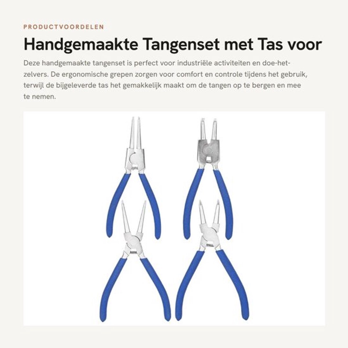 Tangenset Hoogwaardige Krimptang - 2 Rechte Tangen - 2 Gebogen Tangen - Gereedschapstas - Duurzaam - Geschikt voor Industriële Toepassingen - Gereedschapset