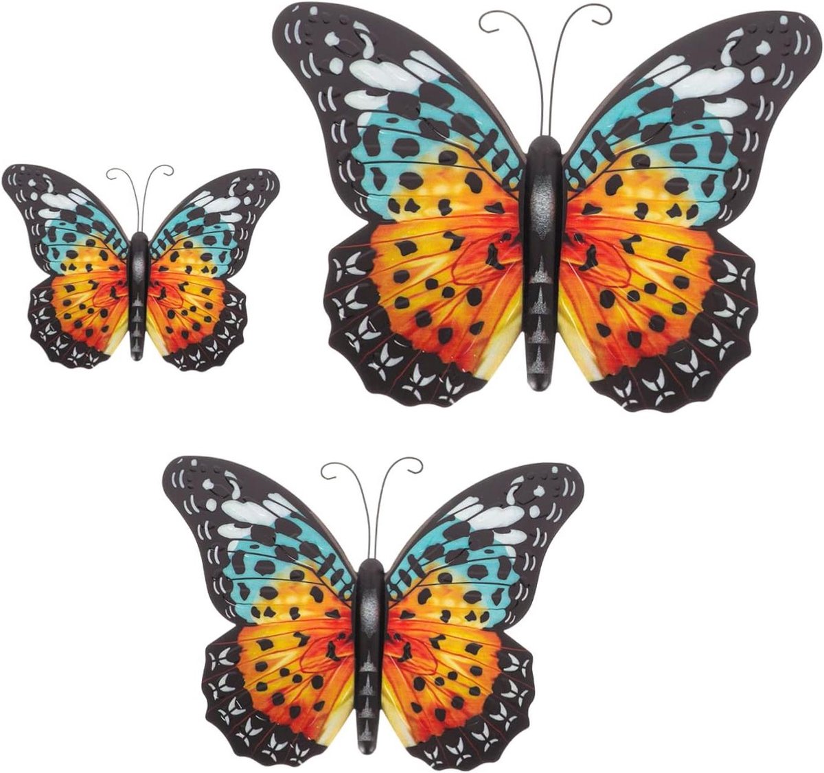 Vlindervormige Wanddecoratie - Ijzeren Ornament Muurdecoratie - Tuin Aankleden - Creatief Vlindervormig - 3 Maten - Diverse Kleuren