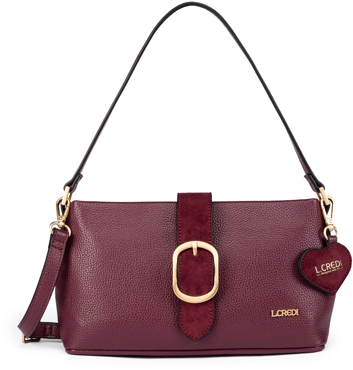 L.CREDI schoudertas Solenn.ai Crossbody Bag Cherry Shade wijnrood