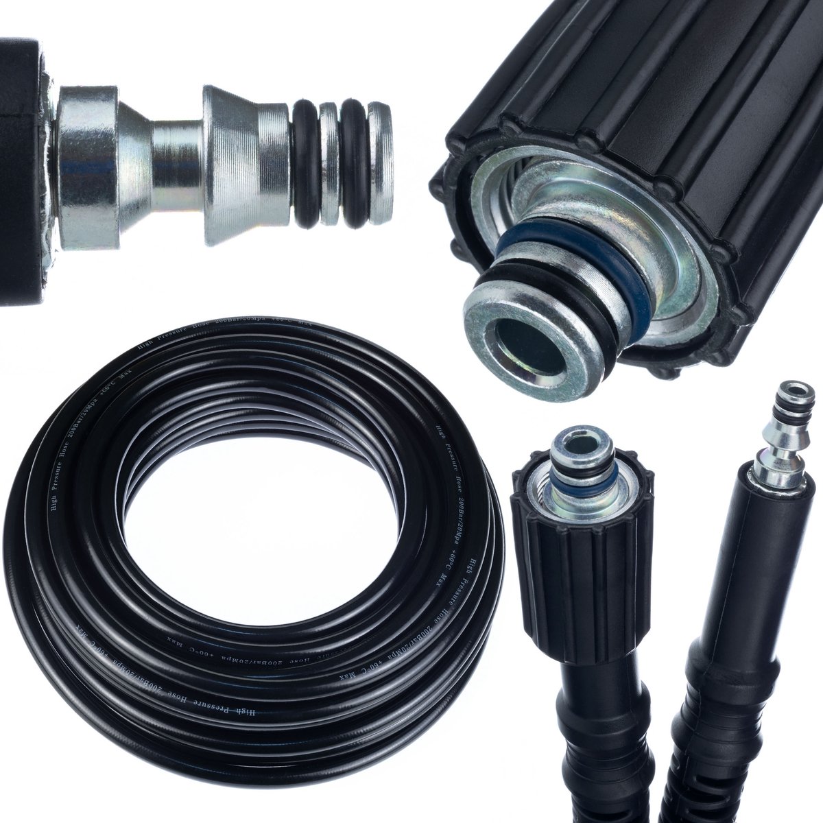Rosfix Hogedrukslang Click Connect - 15 m M22x1,5 - 200 bar 60°C Nylon Omslag - Geschikt voor Parkside