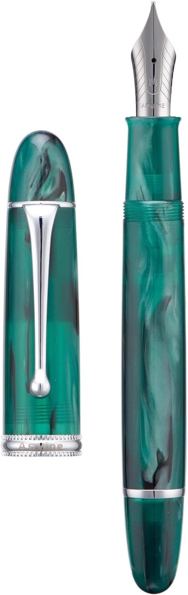 Vulpen met vacuümvulsysteem en grote inktcapaciteit, soepel nummer 8 medium nib, inclusief geschenkdoos en sleutel, groene uitvoering