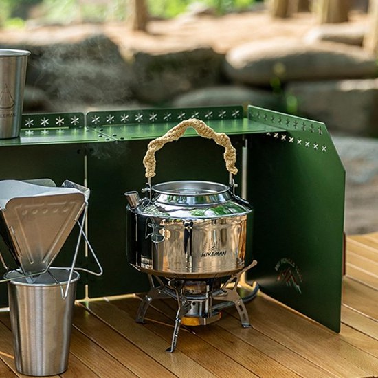 Kampvuur koffiepot - Camping theeketel - Buiten koken - Snel verwarmend - 1.2L - Zilver — afbeelding 5