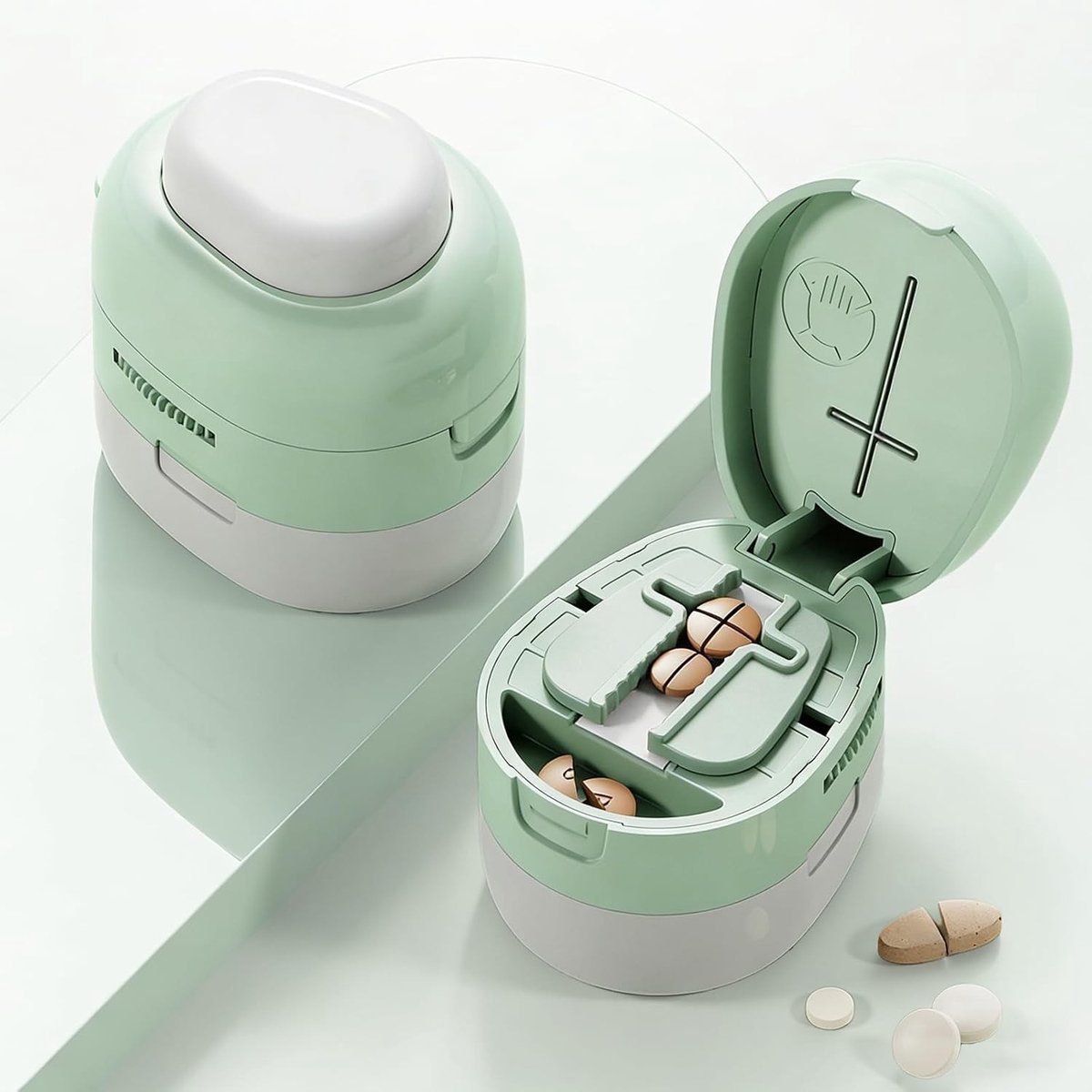 Tabletverdeler en Tablet Cutter voor Kleine en Grote Tabletten met Opbergcompartiment, Ideaal voor Reizen en Dagelijks Gebruik