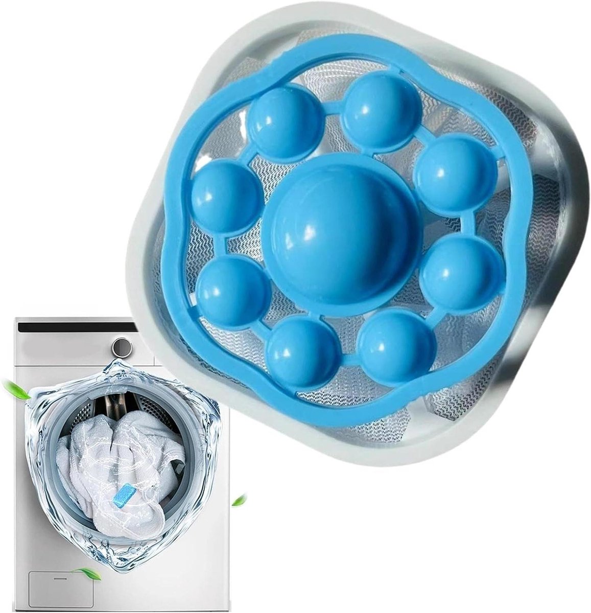 Wasmachine Haarvanger - Pluisverwijderaar Filterzak - Kleding Reinigen - Voorkomt Verstoppingen - 17 x 9.5 cm - Blauw