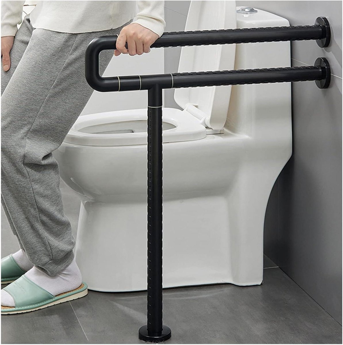 Toiletbeugel - Veiligheidsleuning Badkamer - Veiligheid Verbeteren - Ergonomisch Ontworpen - 70 cm - Zwart