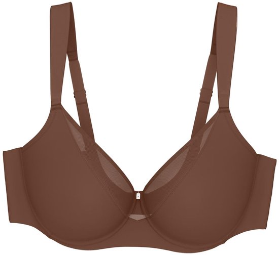 Bruine Triumph minimizer-beha met mesh-details en een klein bedeltje in het midden.