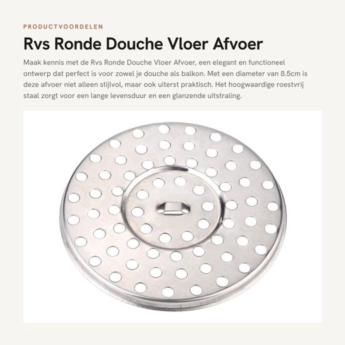 Vloerdrain 8.5cm - Roestvrij Staal - Antiroest - Douche/Keuken - Filter Ontwerp - Verwijderbare Structuur - Modern Design - Afvoerputje