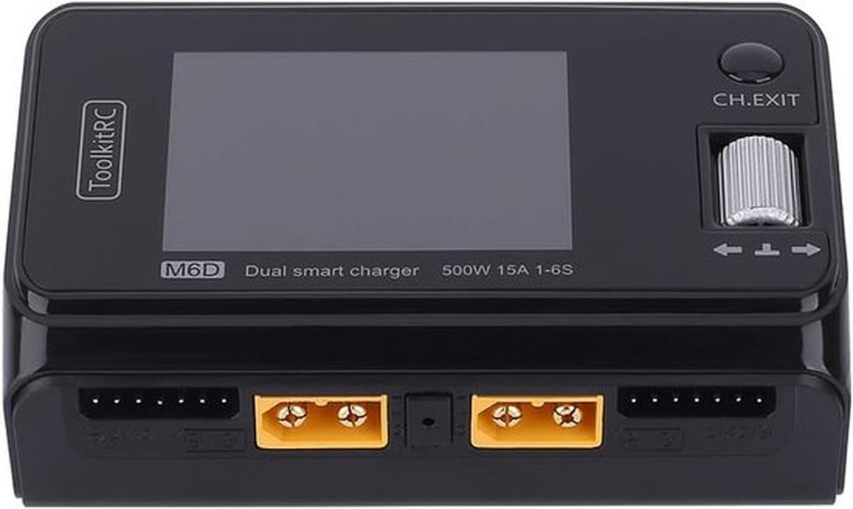 SnelShoppen - LiPo Batterij Balancer Charger voor ToolkitRC M6D 500W 15A DC Dubbele Kanaal Lader voor 1-6S LiPo, LiHV, LiON, NiMH en PB Batterijen