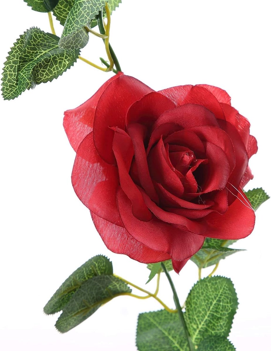Kunstmatige Rozen Rattan Set van 2 - 200 cm Lange Zijdebloemen voor Bruiloft en Huisdecoratie - Rode Plastic Bloemen voor Achtergronddecoratie