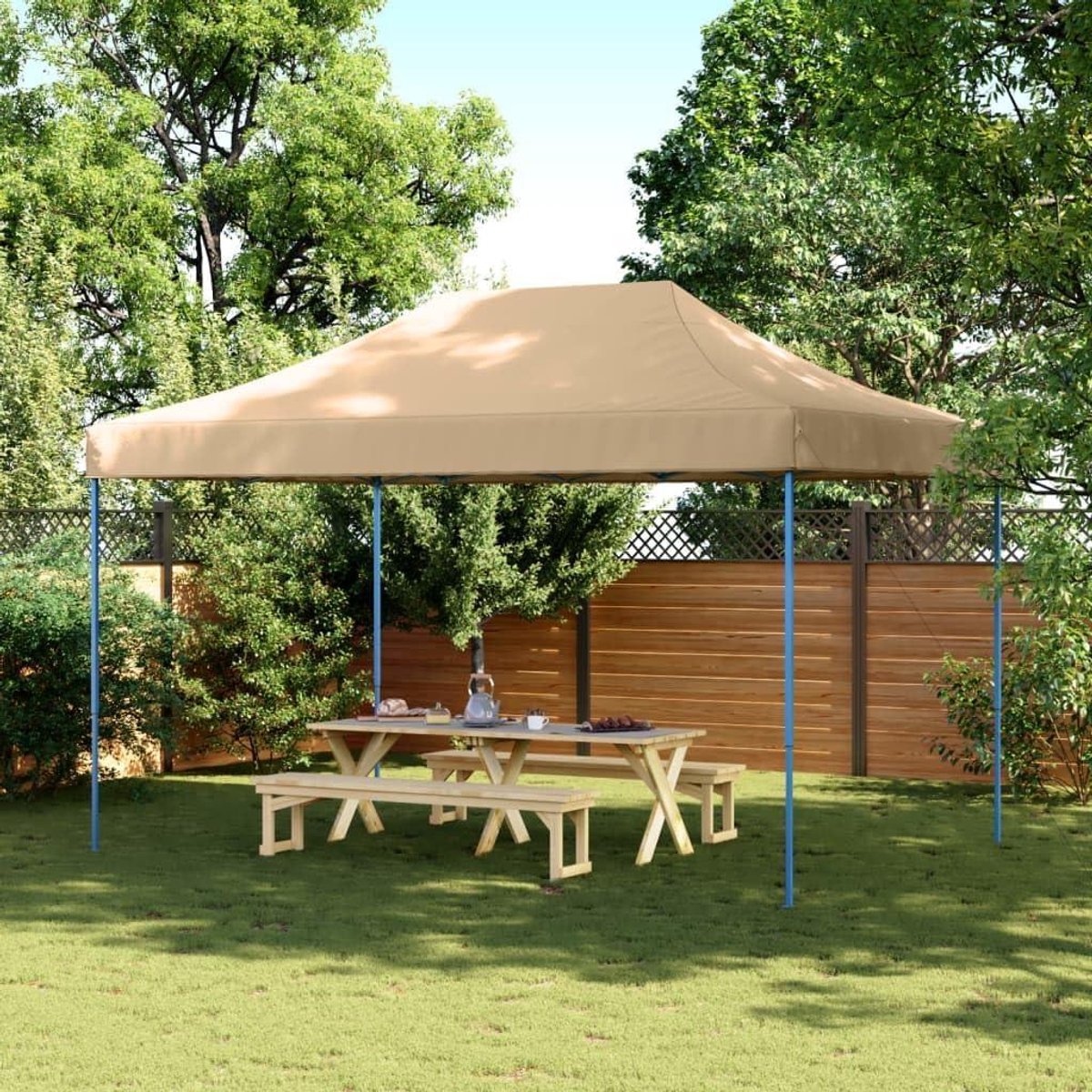 Opvouwbare Partytent - Pop-up Paviljoen - Feesten Organiseren - Stabiel Stalen Frame - 440 x 292 x 315 cm - Beige