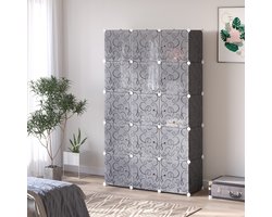 COVREO Kledingkast 111 x 47 x 183 cm zwart kunststof, met 2 hangstangen