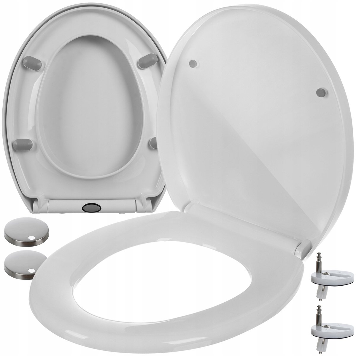Universele Soft Close Toiletbril XL - Wit, Afneembaar, RVS