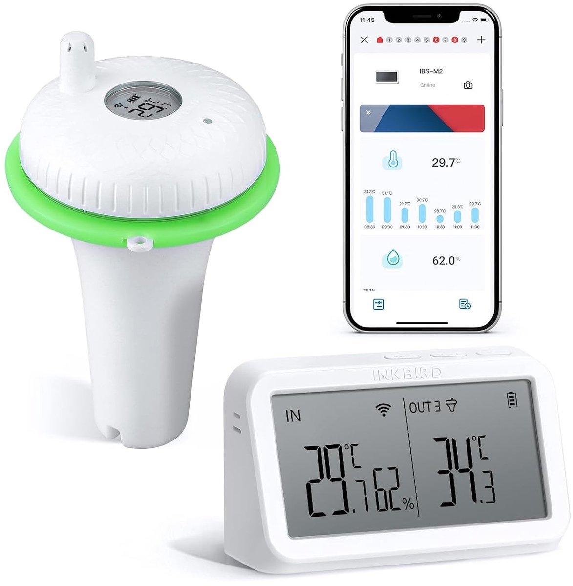 WIFI Thermometer voor Zwembaden en Hot Tubs met App Besturing, 9-Kanaals Monitoring en Verlengde Bereik