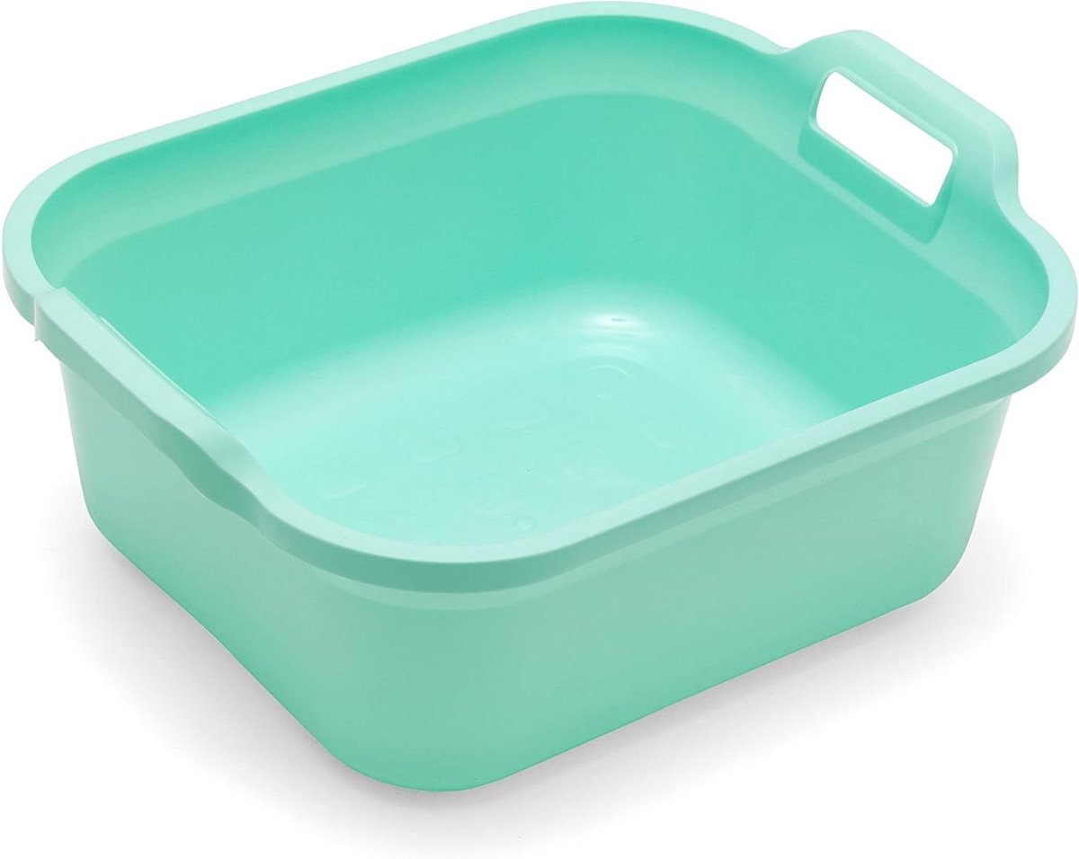 Spoelbak met handgrepen - Afwasbak kunststof - Huishoudelijk gebruik - Grote inhoud - 95 liter - Haze Blue