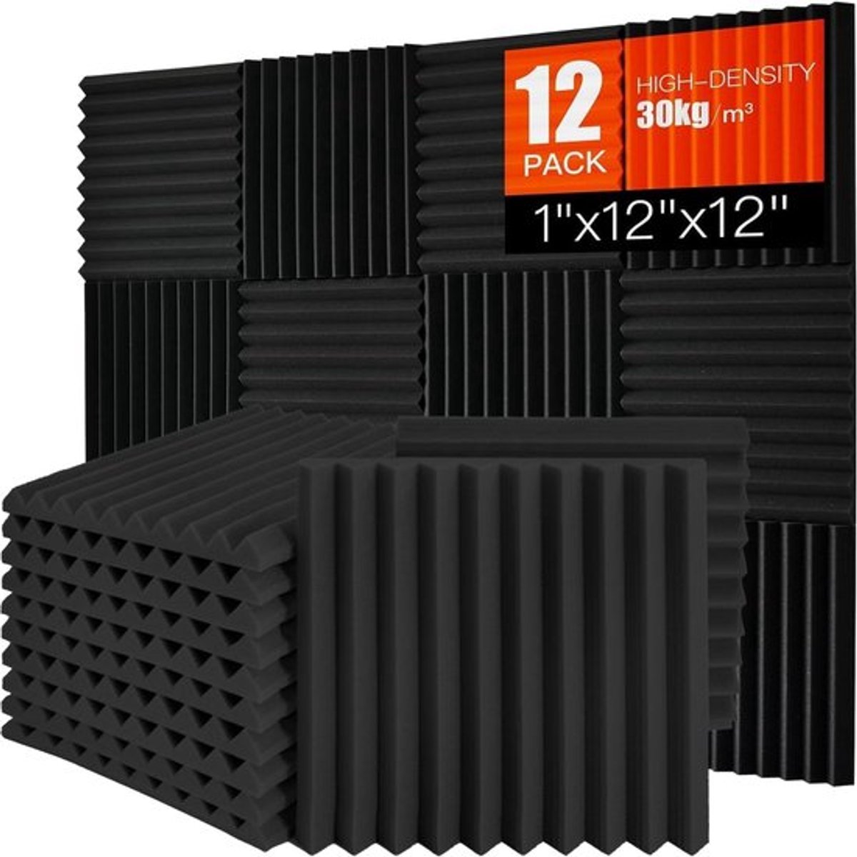 Akoestisch Schuim 12 Stuks - Geluidsabsorberende Panelen - Geluidsisolatie - Schuimplaat Hoge Dichtheid - 30 x 30 x 2,5 cm - Professionele Behandeling