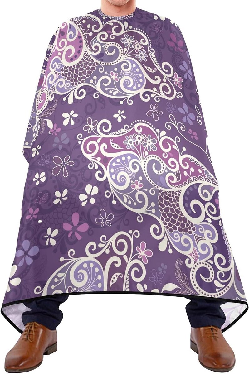 Kapperscape - Kappersmantel Kapmantel - Haarstyling Thuis - Ademend Polyester Materiaal - 140 x 170 cm - Grote Vlinders Bloemen