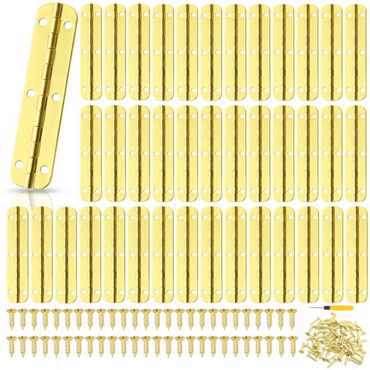 40 stuks scharnieren roestvrij staal, mini-scharnieren, inklapbaar met 240 schroeven voor woningmeubels, hardwarekast, ramen en kastdeuren (goud)