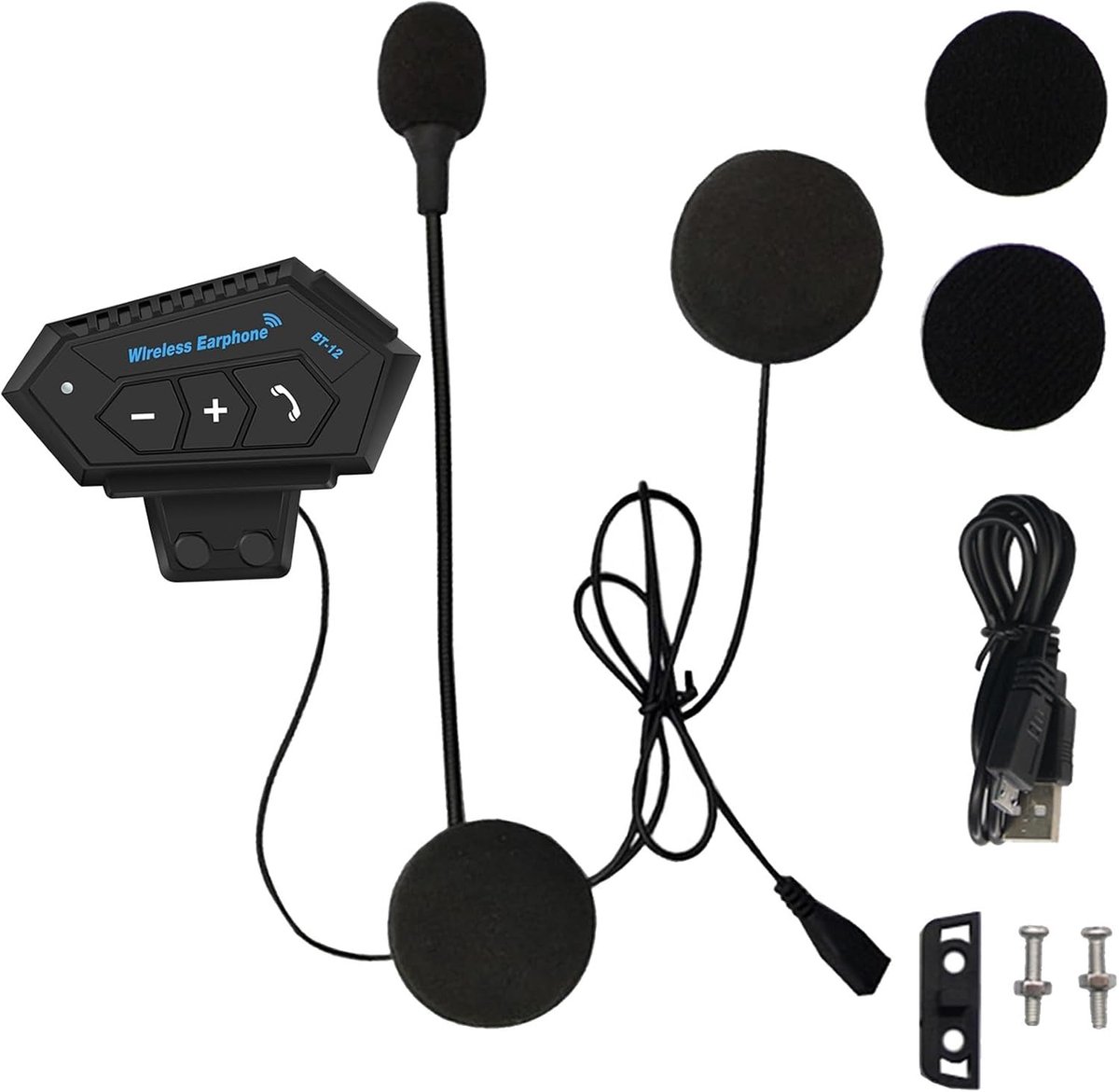 Motorhelm-headset - Zwart - Draadloos met Ruisonderdrukking - Bluetooth 5.0 - Voor Motorfiets en Sportgebruik