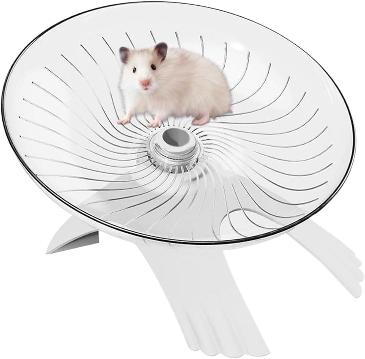 Hamsterwiel Vliegende Schotel - Loopfiets Kleine Dieren - Dieren Beweging - Stille Lagers - 19 x 11.5 cm - Wit