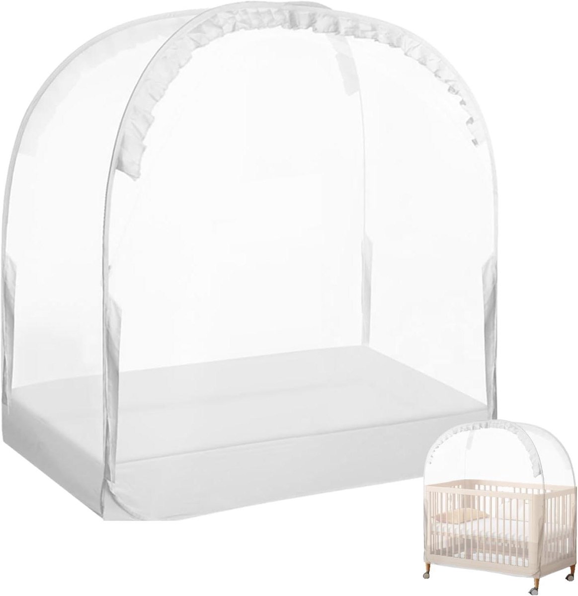 Baby Bed Tent - Baby Beveiliging - Veilige Slaap - Ademend Mesh - 70 x 130 x 140 cm - Wit