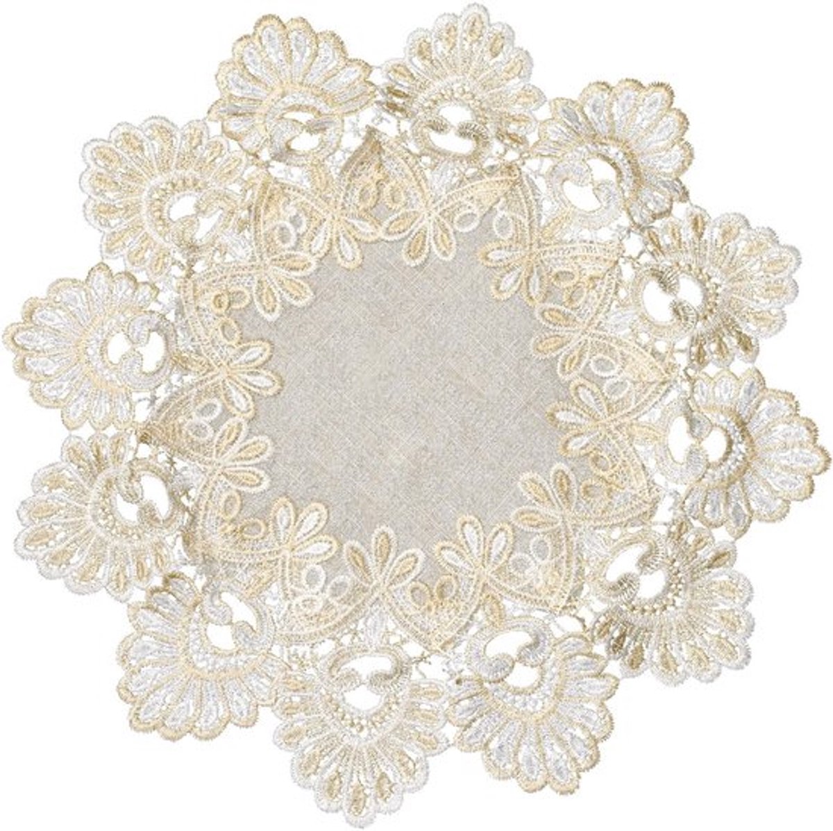 Tafelkleed Rond 40 cm - Kanten Rand - Geborduurd - Decoratief - Hoogwaardig Linnen - Elegant Design - Tafelmat