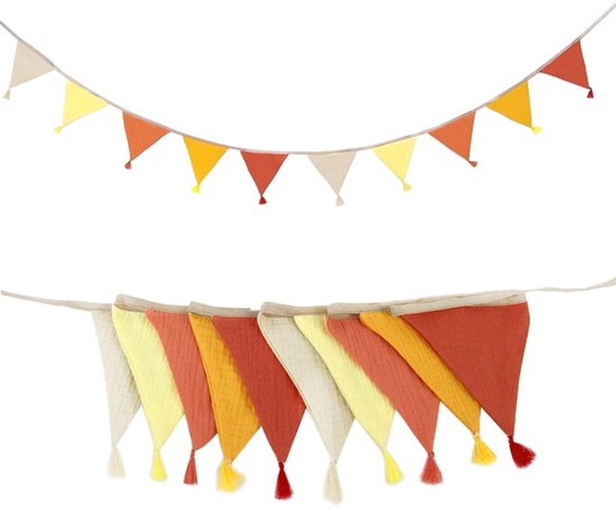 Vlaggenketting 260 cm - Katoenen Slinger - Vlaggetjesslinger - Wimpelslinger - Decoratie - Kleurrijk en Duurzaam