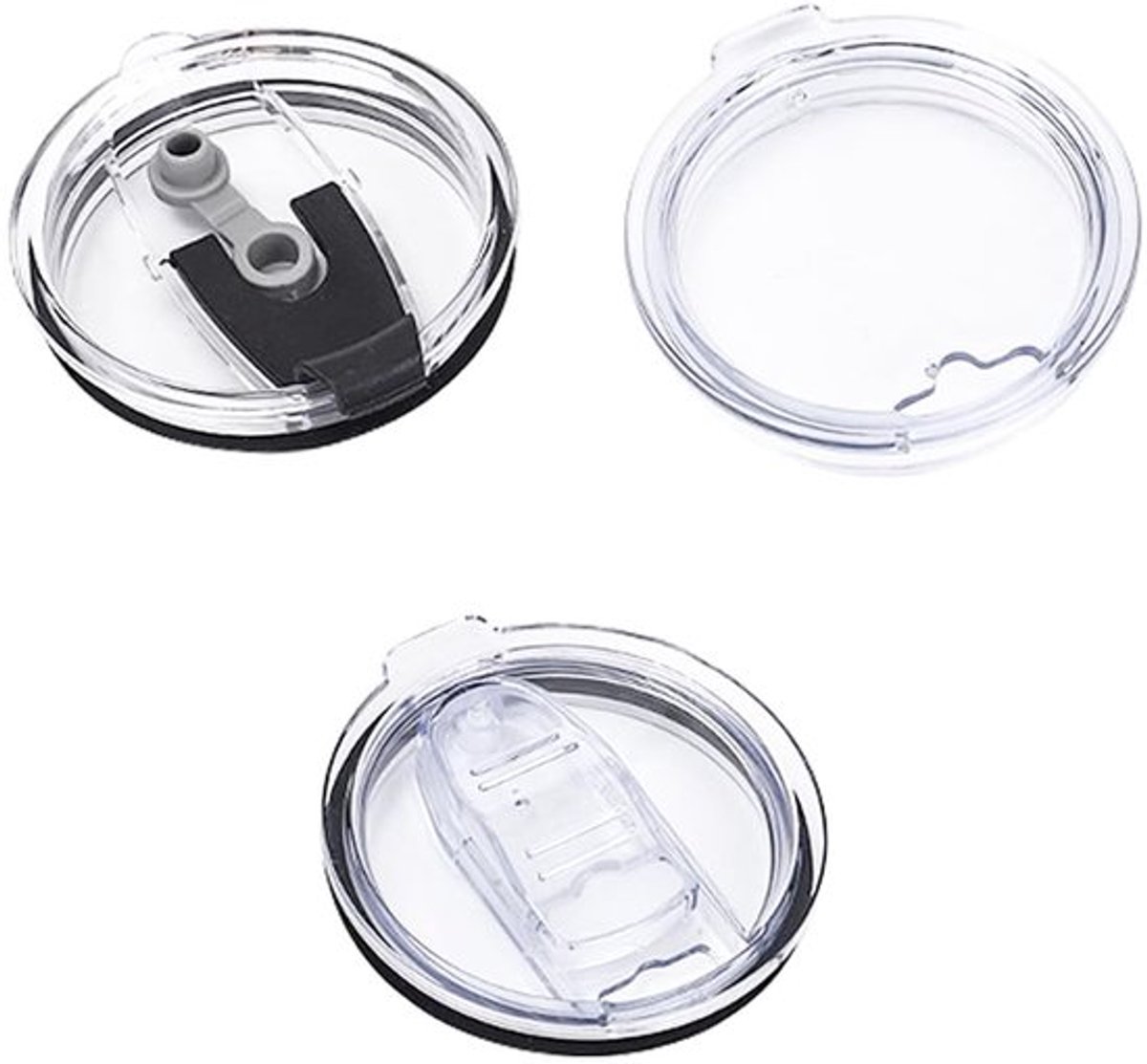 Deksels 3 Stuks - Vervangende Deksels - Voor Roestvrijstalen Tumbler - Transparant - Binnendiameter 8 cm - Perfecte Pasvorm - Bekerdeksels